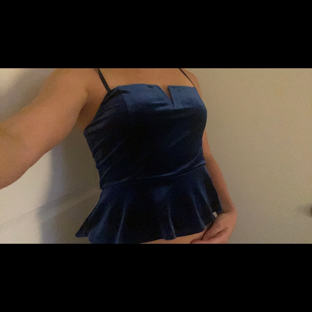 Express Dark Blue Velvet Tank Top
